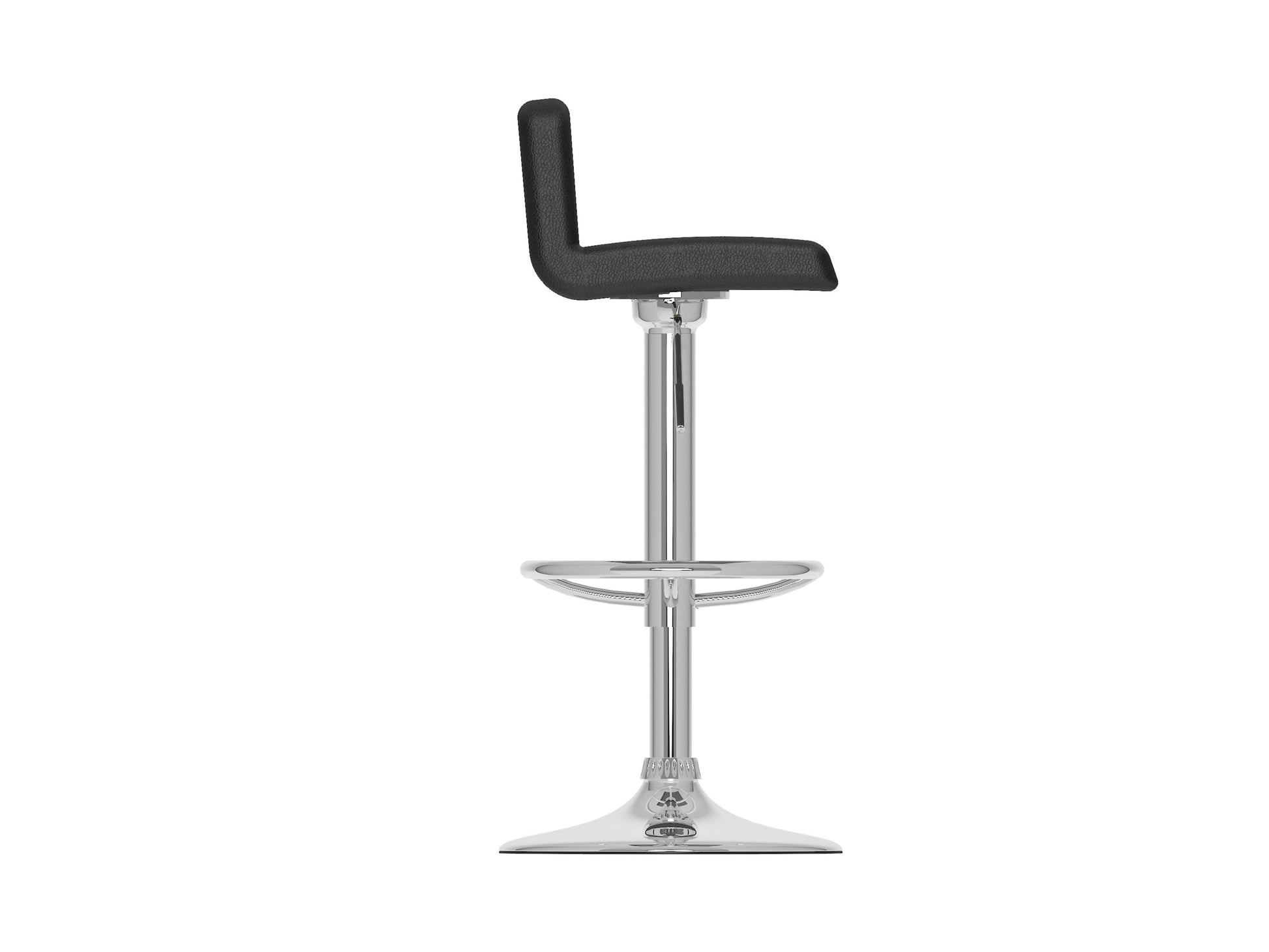 Black low back bar stools, set of 2, with cushioned seats and sleek metal legs for modern kitchen or bar areas.