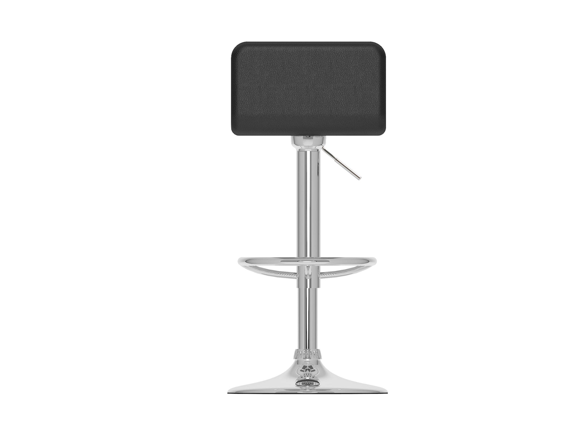 Black low back bar stools set of 2 with sleek metal legs, padded seats, and modern design.