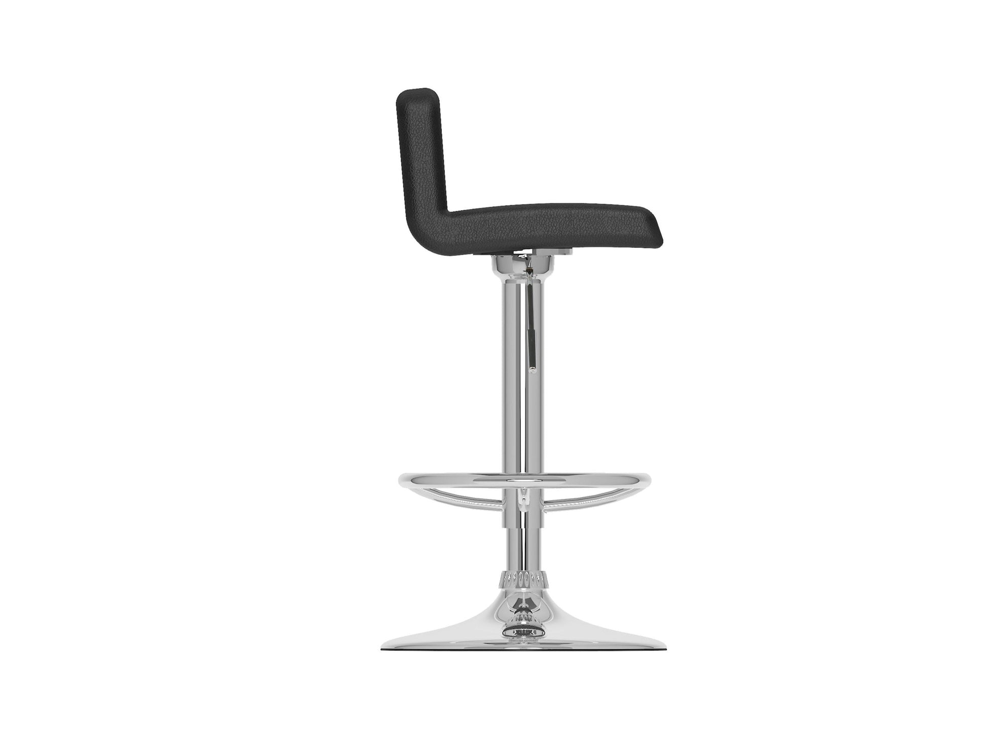 Black low back bar stools set of 2 with cushioned seats, sleek metal legs, and modern design.