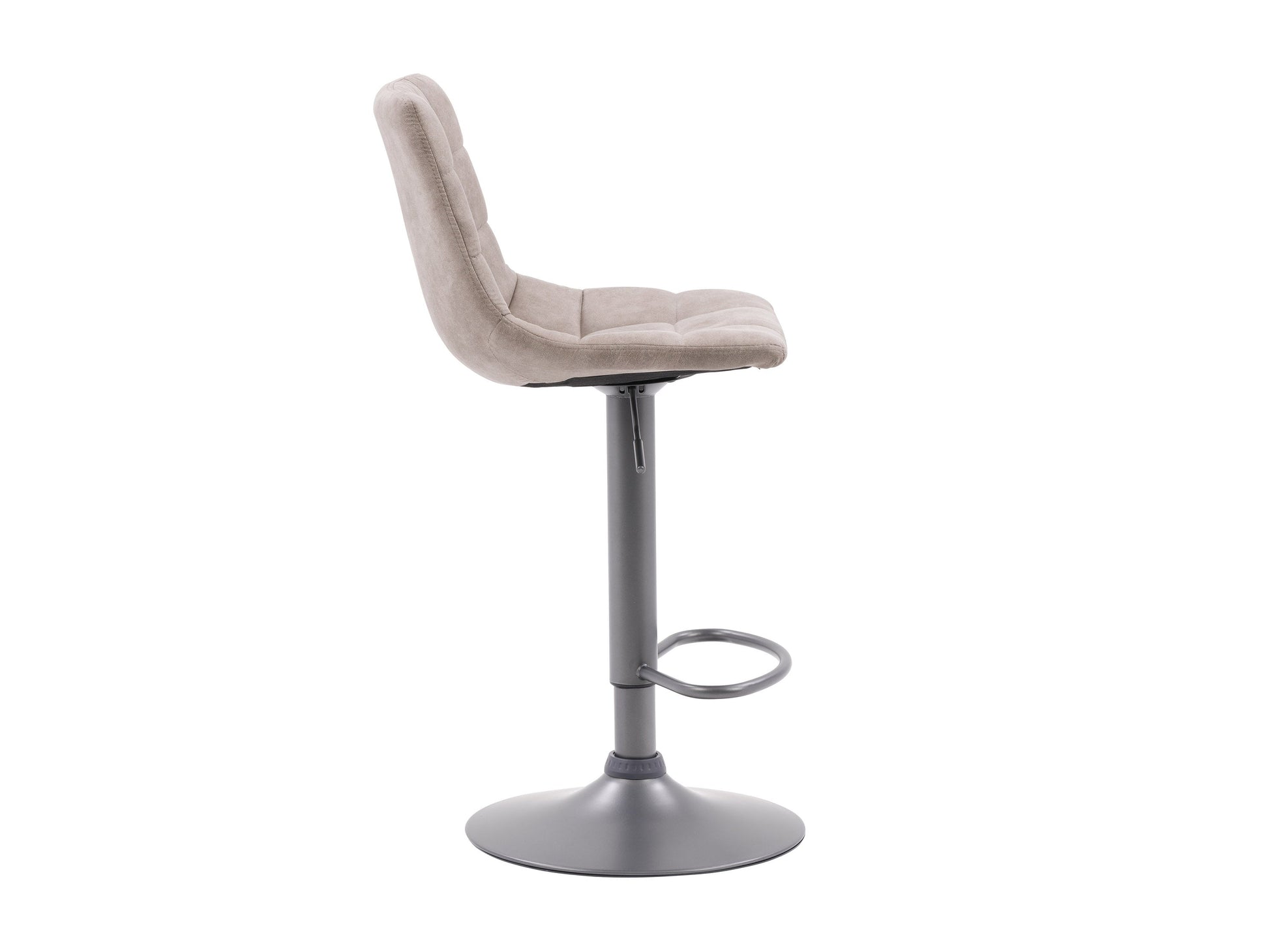 Light grey swivel bar stools, set of 2, with cushioned seats and sleek chrome legs, perfect for modern kitchens or bars.