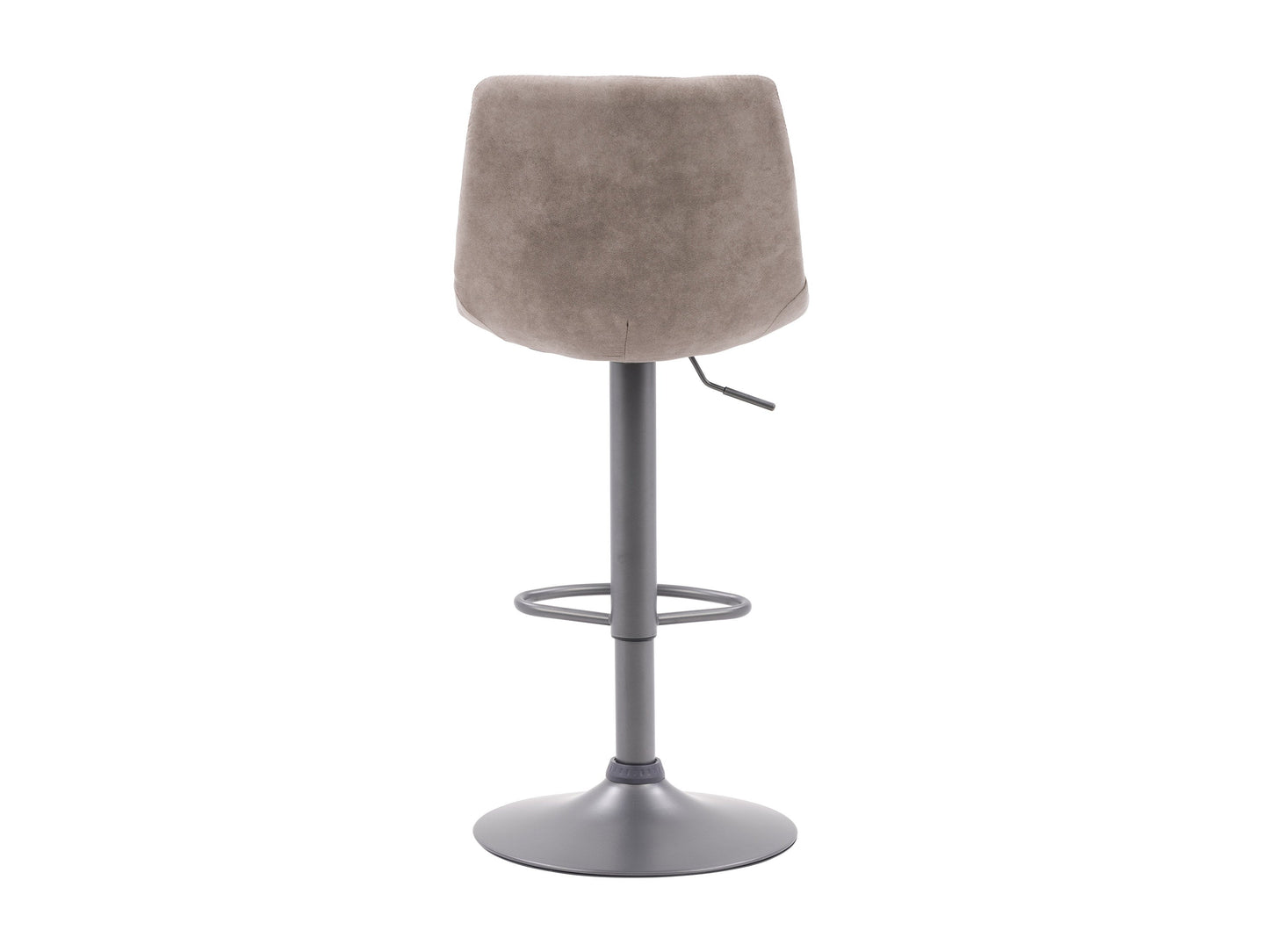 Light grey swivel bar stools, set of 2, with cushioned seats, wooden legs, and a modern design.
