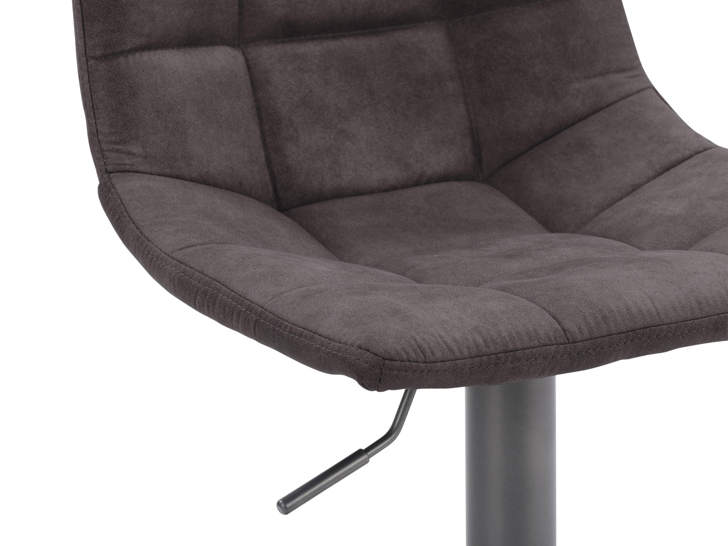 Dark grey swivel bar stools, set of 2, with cushioned seats and sleek metal legs.