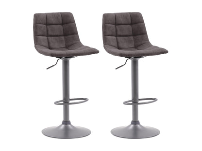 Dark grey swivel bar stools, set of 2, with cushioned seats and metal legs, perfect for modern kitchens or home bars.