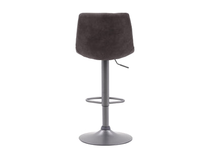 Dark grey swivel bar stools, set of 2, with cushioned seats, metal legs, and a modern design.