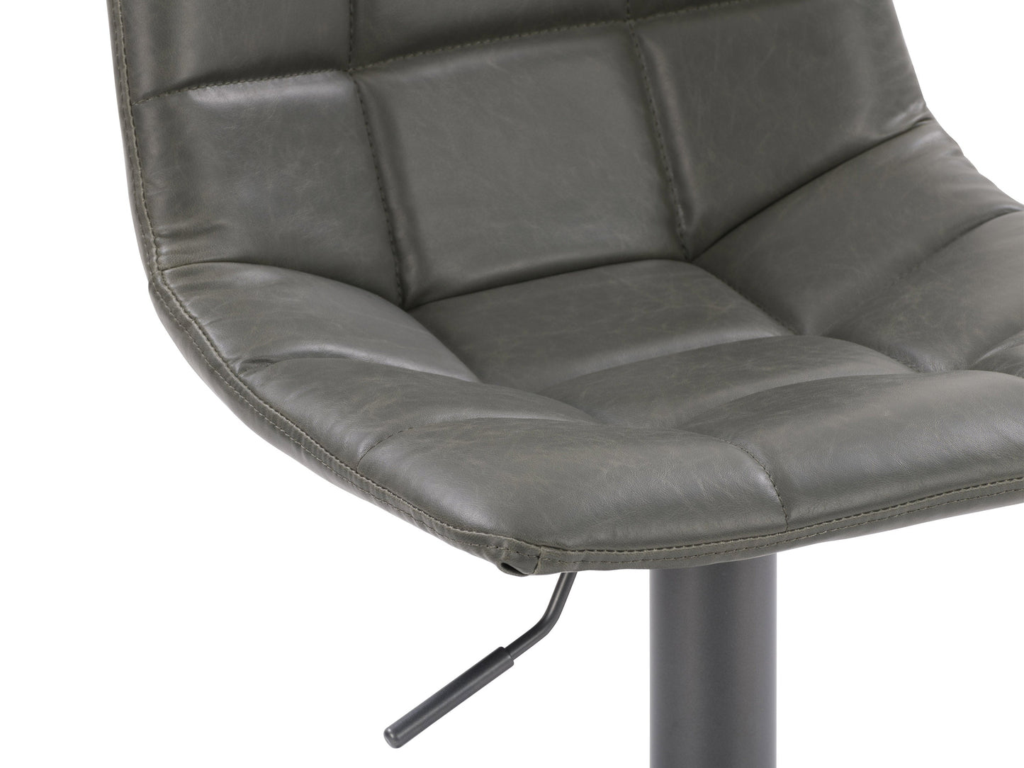 Grey swivel bar stools, set of 2, with cushioned seats, metal footrest, and modern design.