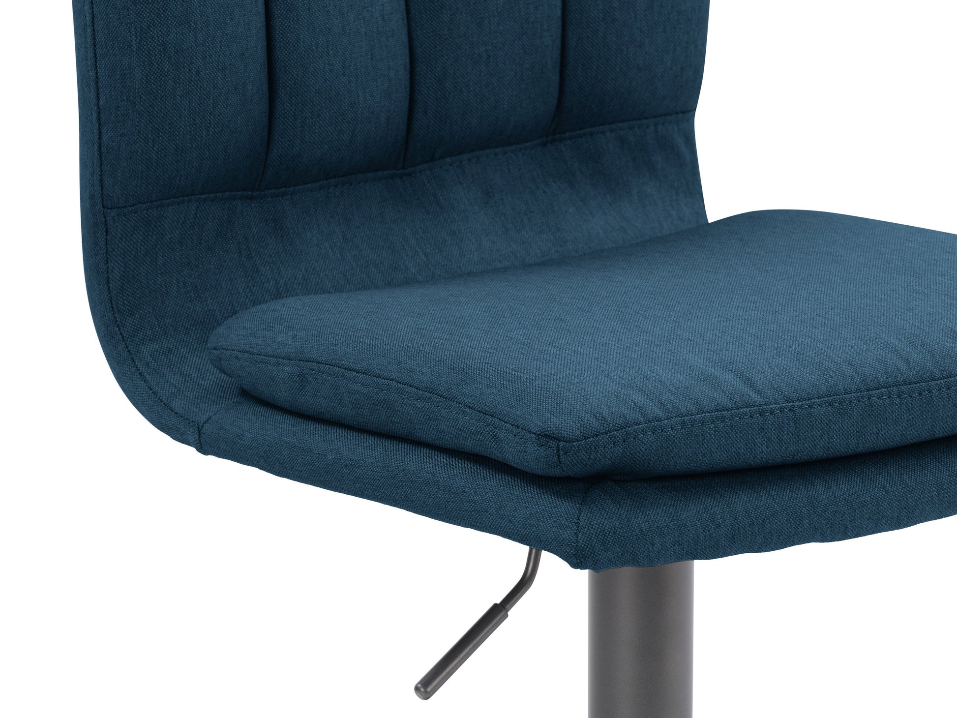 Blue swivel bar stools set of 2 with cushioned seats, metal legs, and a modern design.