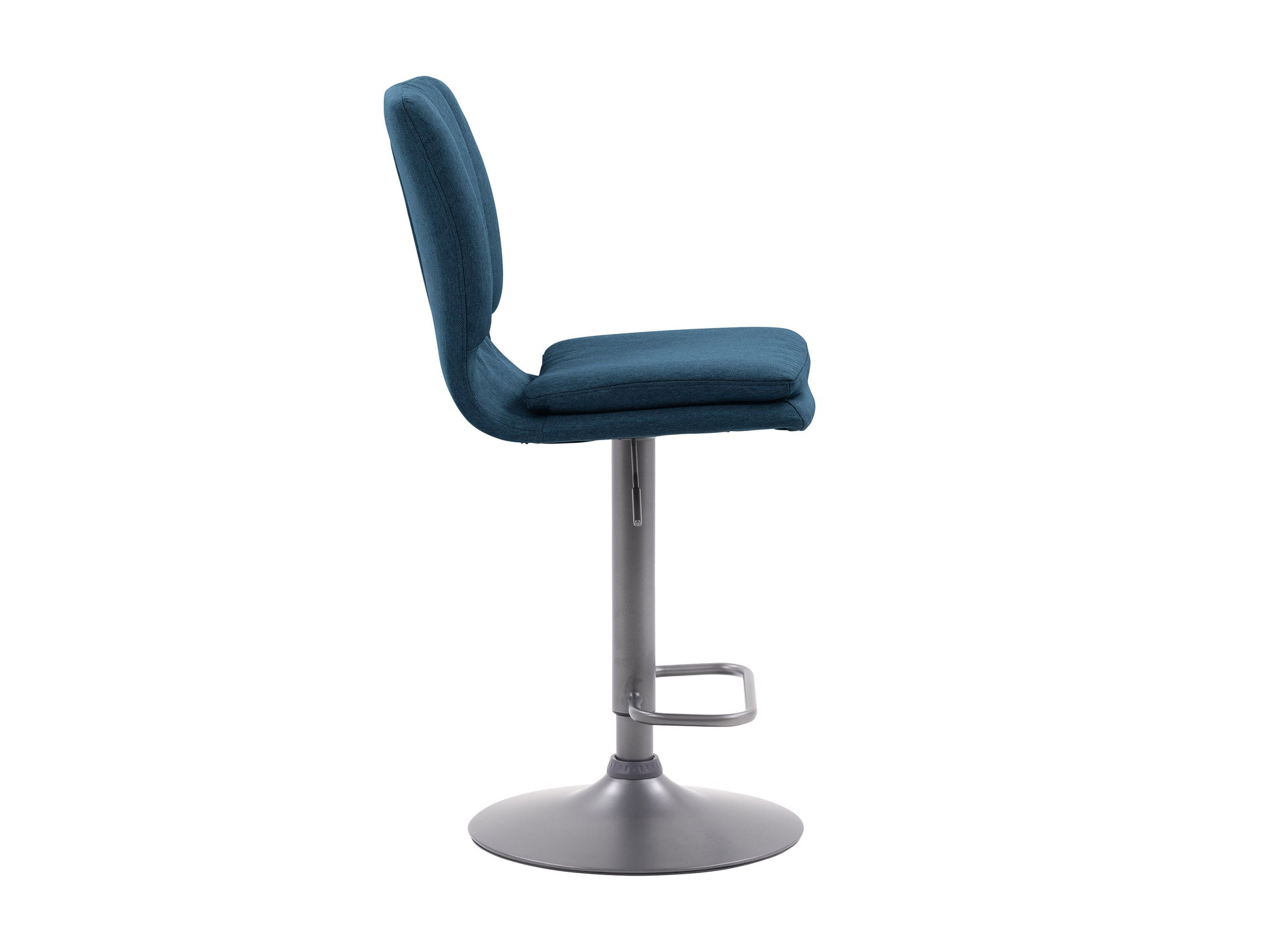 Blue swivel bar stools set of 2 with cushioned seats, wooden legs, and footrest, perfect for modern kitchen island decor.