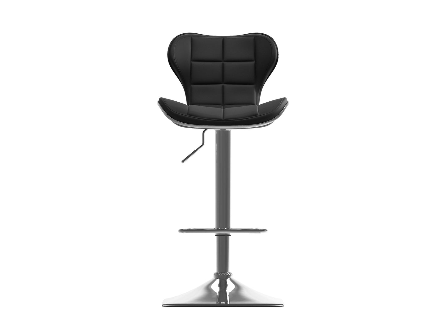 Black bar stools with backs, set of 2, featuring sleek metal frames, cushioned seats, and modern design.