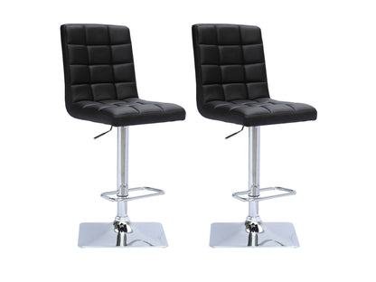 Black high back bar stools set of 2, sleek metal frame with cushioned seats, modern kitchen or bar seating.