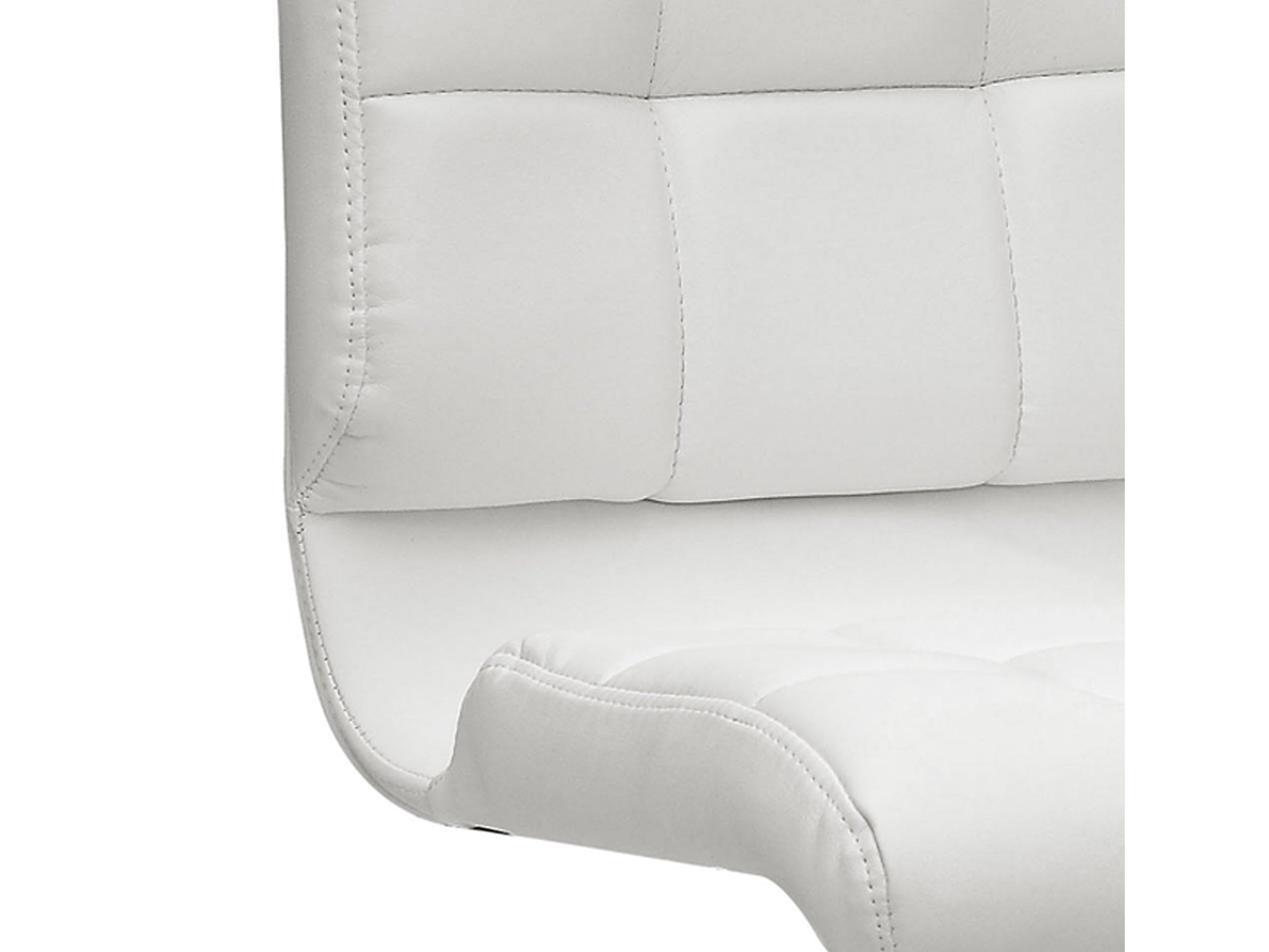 White tufted bar stools, set of 2, with chrome legs, contemporary design, and comfortable cushioned seats.