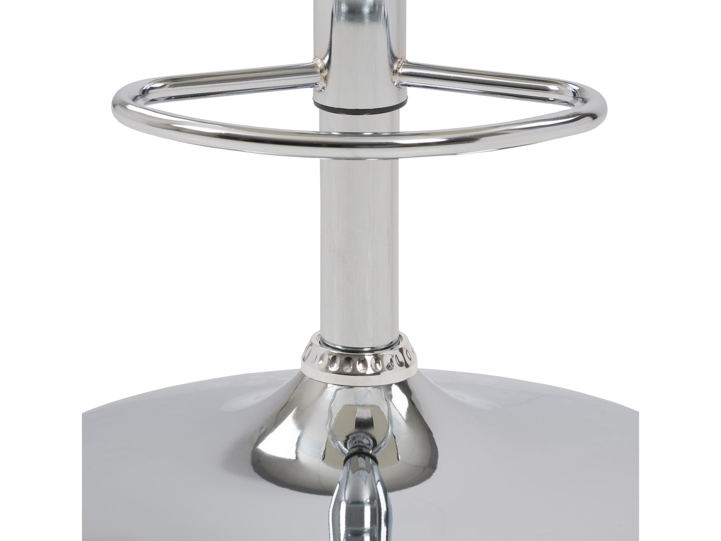 Black metal bar stool with cushioned brown leather seat, featuring a sleek minimalist design, sturdy footrest, and industrial-style frame. Perfect for modern kitchens and home bars.