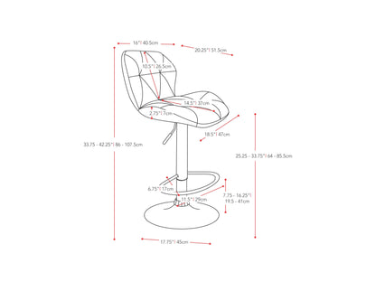 Red bar stools with backs, set of 2, featuring cushioned seats and sleek black metal legs.