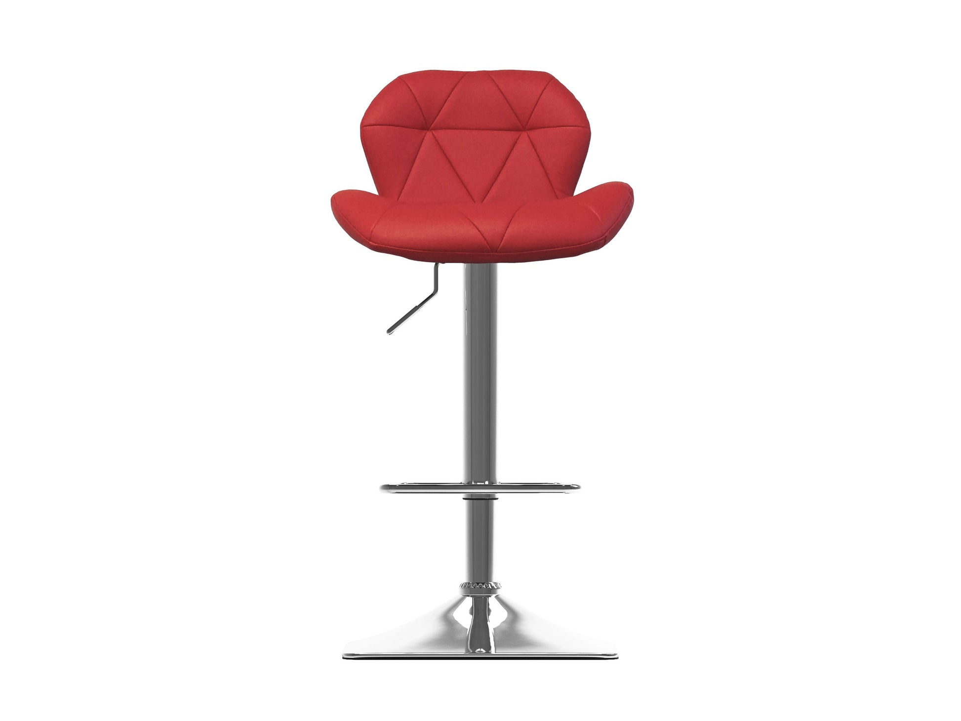 Red bar stools with backs, set of 2, featuring sleek metal legs and cushioned seats for modern kitchen or bar spaces.