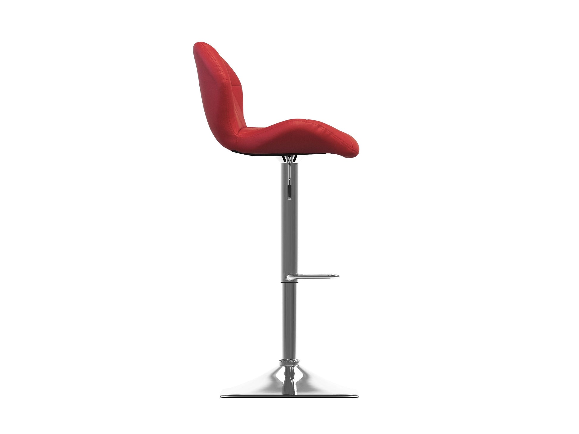 Red bar stools with backs, set of 2, featuring cushioned seats and sleek metal legs for modern kitchen or bar spaces.