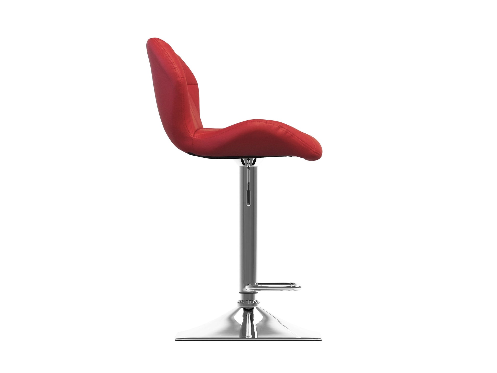 Red bar stools with backs, set of 2, featuring sleek metal frames and cushioned seats for modern kitchen or bar areas.