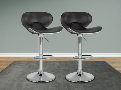 Black bar stools with backs, set of 2, featuring sleek metal legs and cushioned seats for modern kitchen or bar areas.