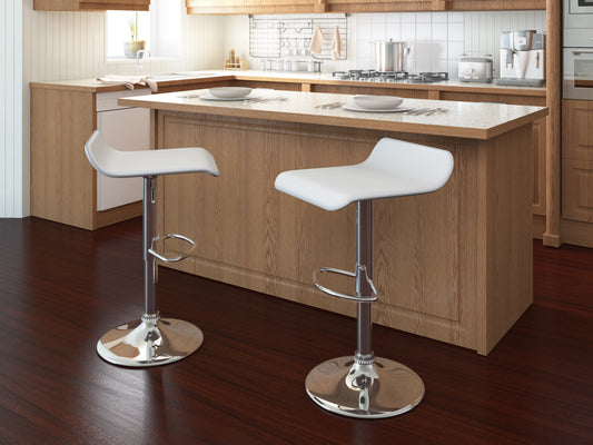 Set of 2 low back bar stools with black metal frames, walnut wood seats, and cushioned faux leather upholstery. Modern design with sleek lines, perfect for kitchen islands or home bars.