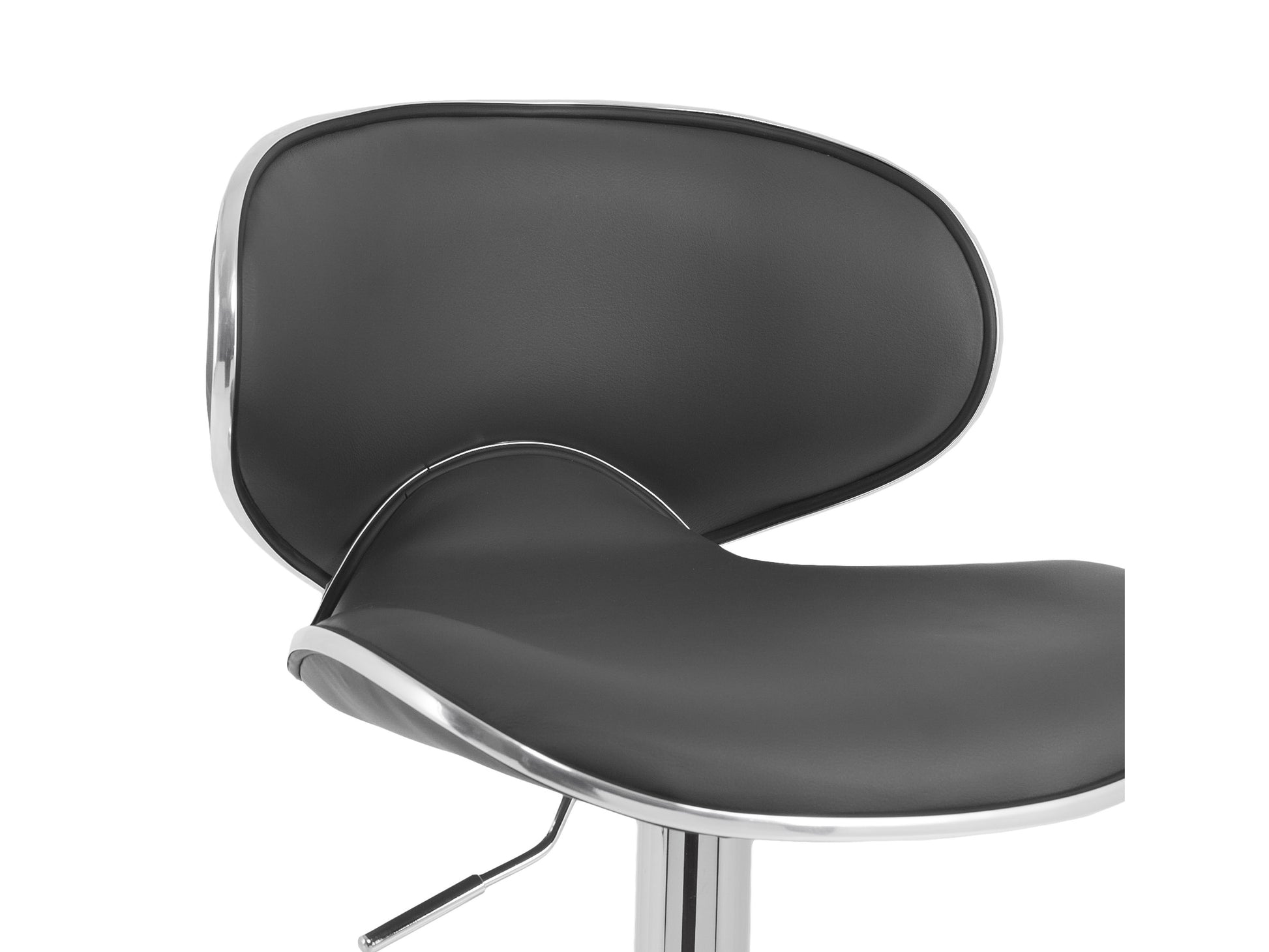Dark grey bar stool set of 2 with cushioned seats, sleek black metal legs, and footrests. Upholstered in soft fabric, featuring a contemporary design perfect for modern kitchens and home bars.