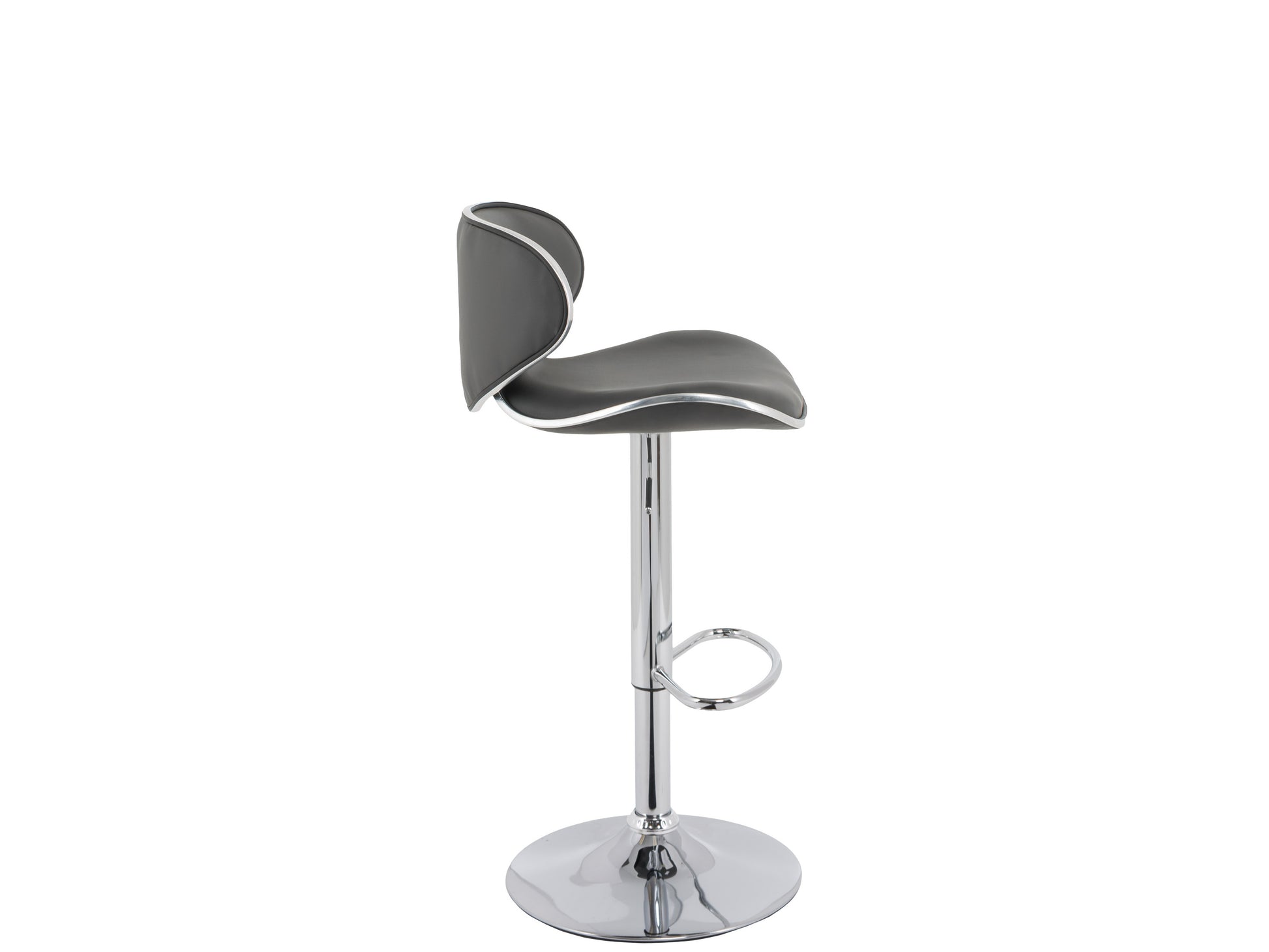 Dark grey bar stools set of 2 with cushioned seats, sleek metal legs, and footrests, perfect for modern kitchens or home bars.
