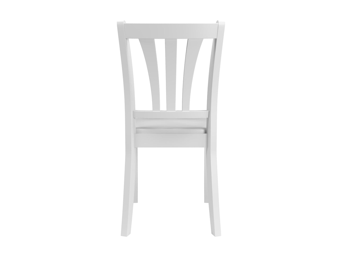 White solid wood dining chairs set of 2 with curved backrest and minimalist design for modern dining rooms.