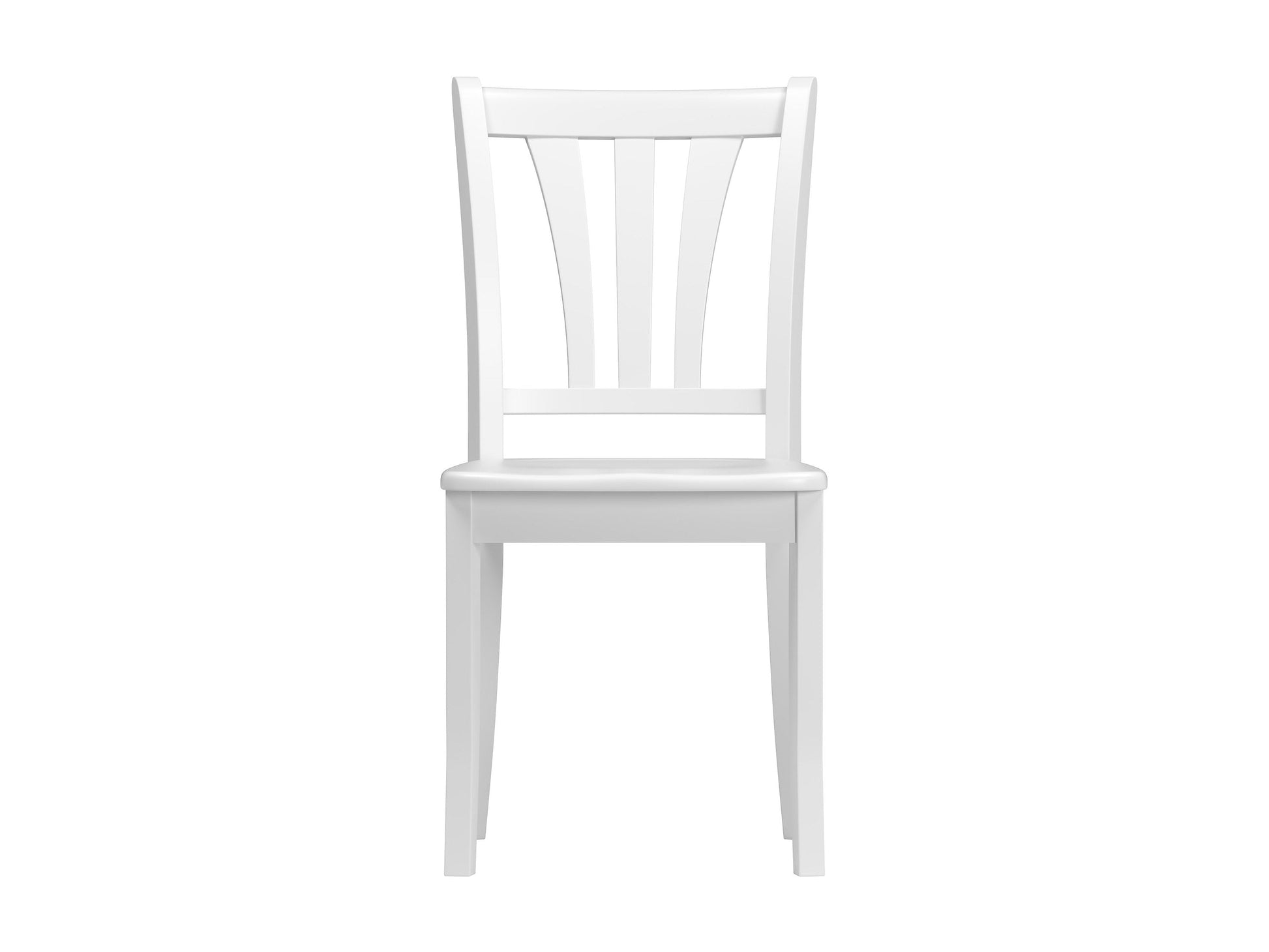 White solid wood dining chairs, set of 2, with slatted backrests and sturdy legs, perfect for modern dining rooms.
