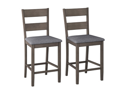 Counter height dining chairs set of 2, featuring sleek black metal frames, dark brown faux leather seats, and backrests with a modern, minimalist design perfect for contemporary dining rooms or kitchens.