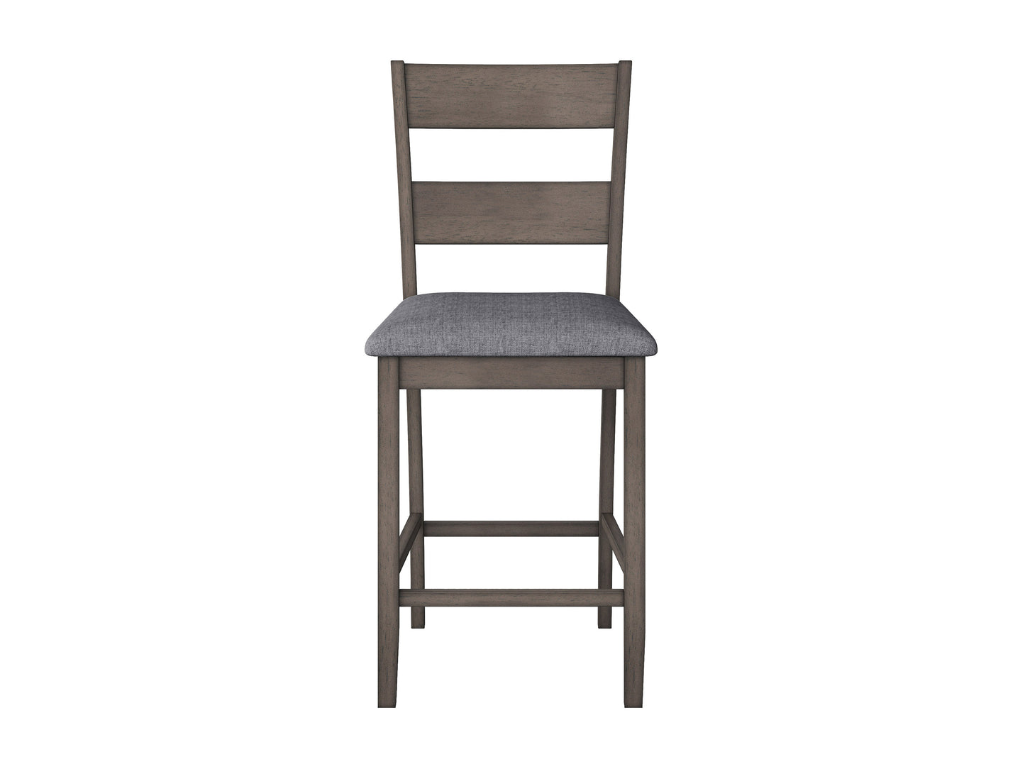 Modern counter height dining chairs set of 2, featuring sleek black metal frames, cushioned gray seats, and backrests with a woven fabric texture, perfect for contemporary dining spaces.