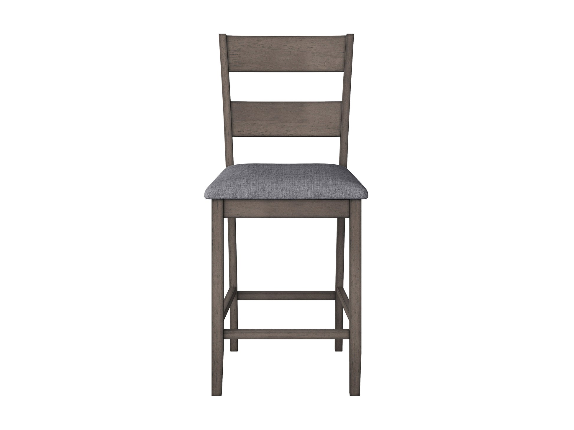 Modern counter height dining chairs set of 2, featuring sleek black metal frames, cushioned gray seats, and backrests with a woven fabric texture, perfect for contemporary dining spaces.