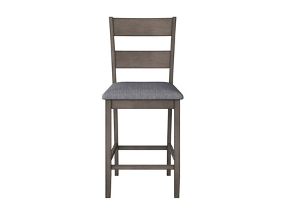 Modern counter height dining chairs set of 2, featuring sleek black metal frames, cushioned gray seats, and backrests with a woven fabric texture, perfect for contemporary dining spaces.