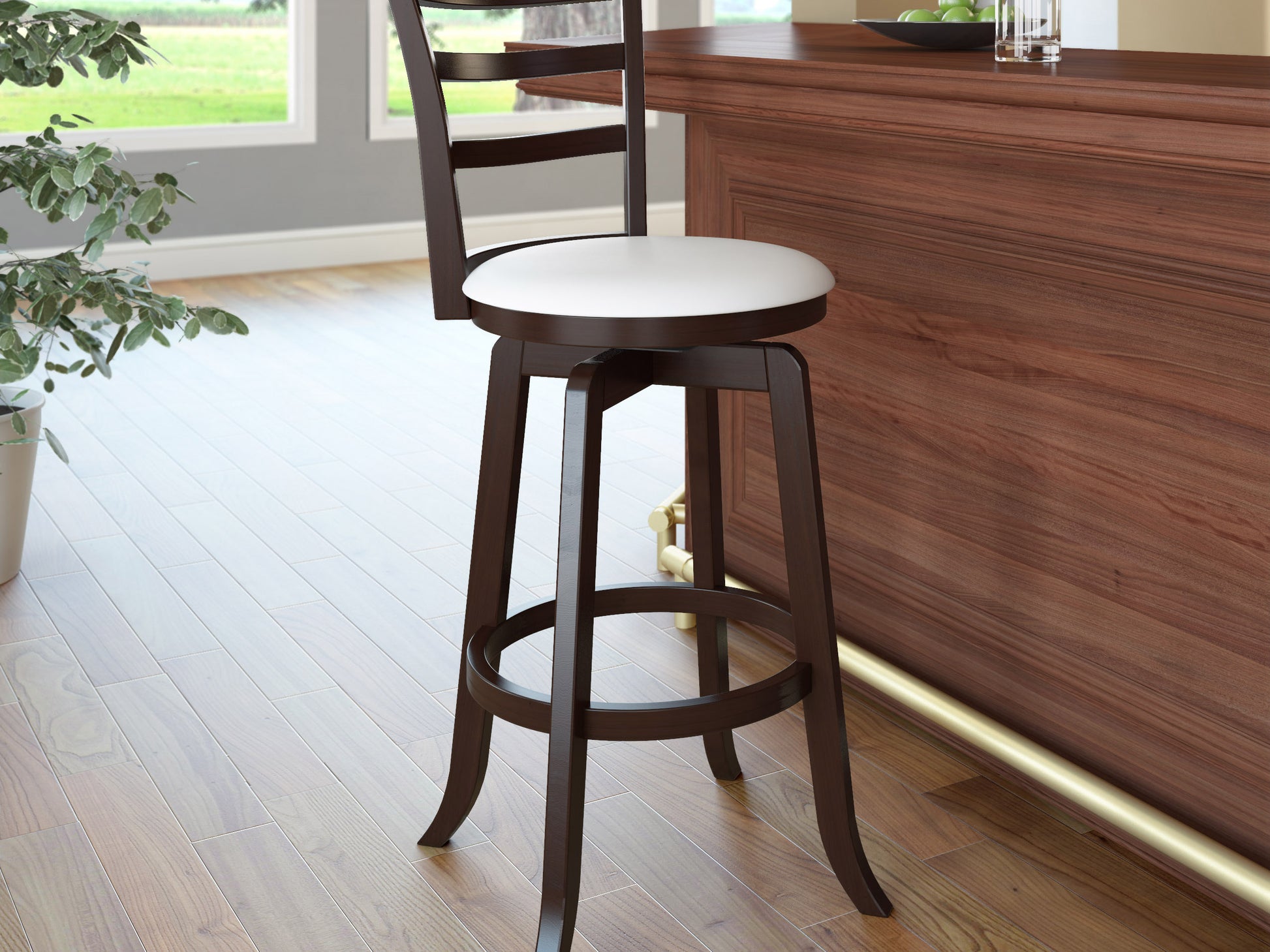 Bar height wood bar stool with natural wood seat and black metal legs, featuring a minimalist design, sturdy construction, and a modern industrial aesthetic perfect for kitchen or home bar settings.