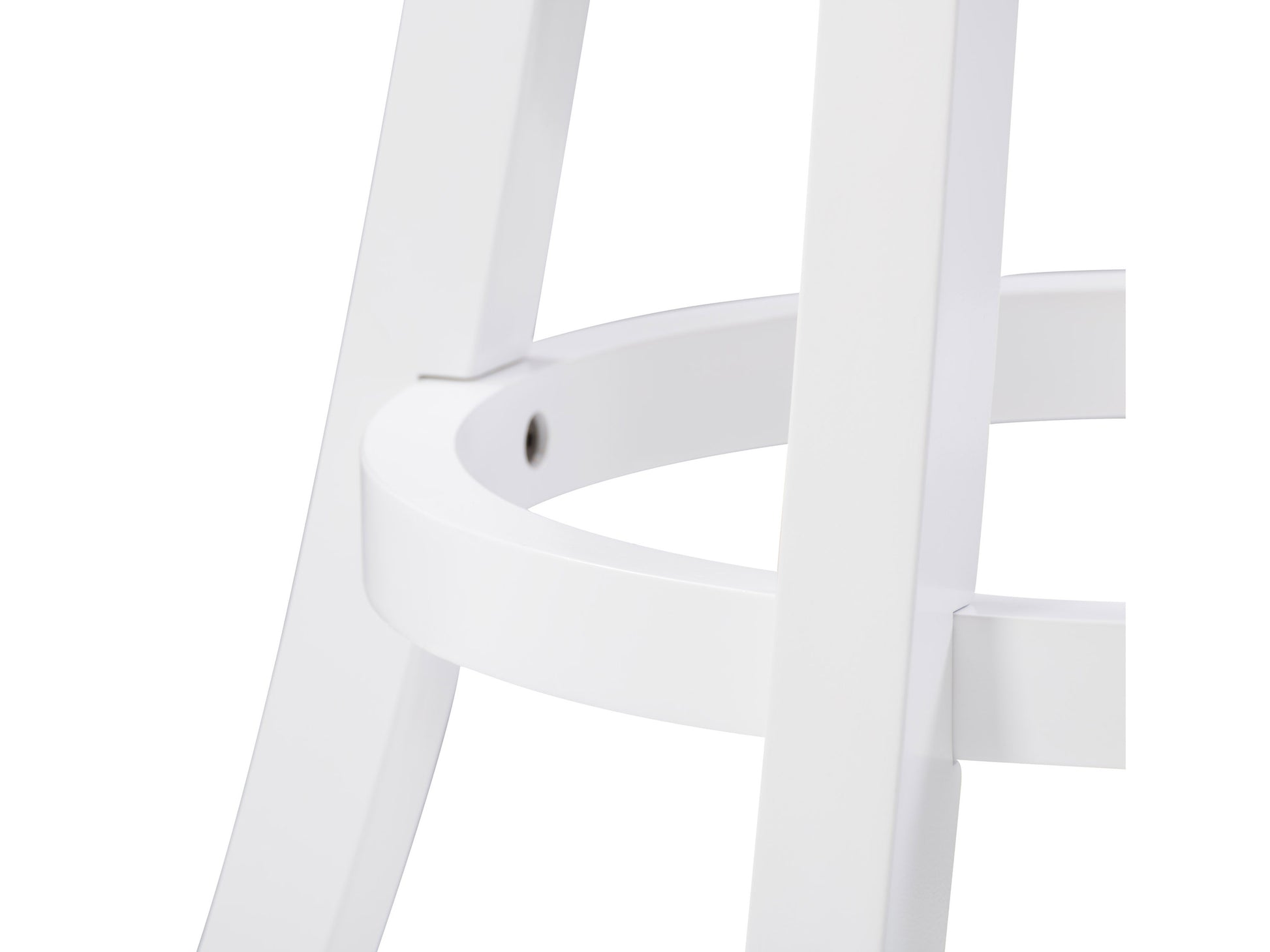 White bar stools set of 2 with cushioned seats, sleek chrome legs, and footrests. Modern design with a minimalist aesthetic, perfect for kitchen islands or home bars. Durable materials and easy to clean.