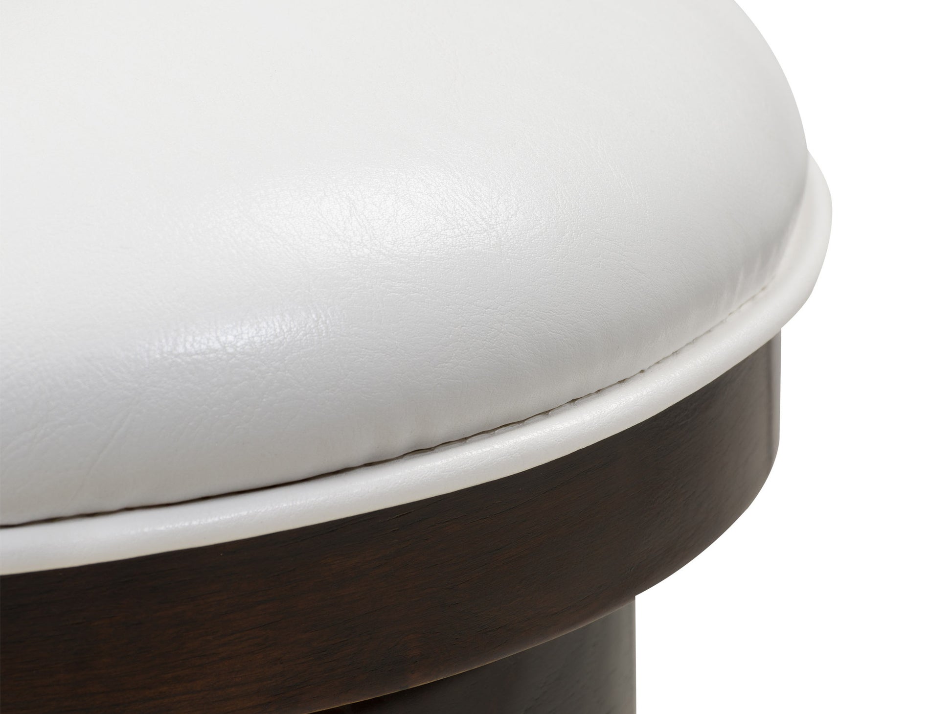 Dark walnut wood bar stool with black metal legs, featuring a curved backrest and cushioned seat in light grey fabric, perfect for counter height seating in modern kitchens or bars.