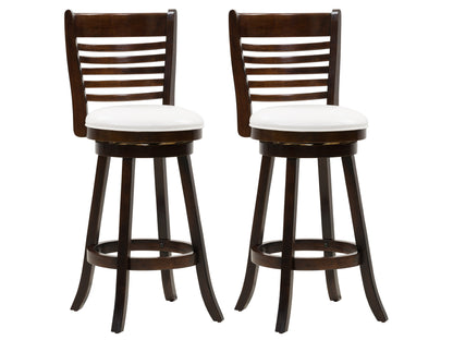 White bar height bar stools, set of 2, with cushioned seats and sleek chrome legs, perfect for modern kitchens or bars.