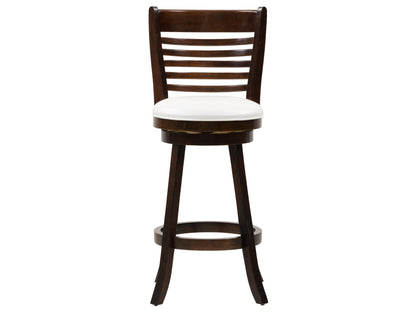 White bar height bar stools set of 2 with cushioned seats, sleek metal legs, and modern design.