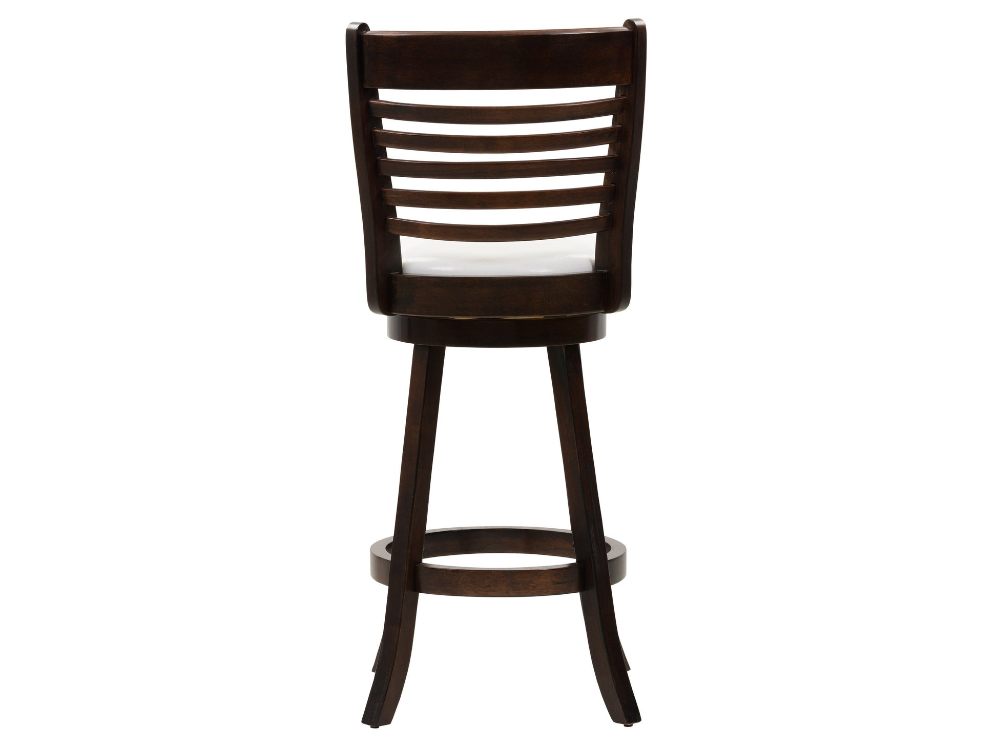 White bar height bar stools set of 2 with cushioned seats, sleek chrome legs, and modern design.