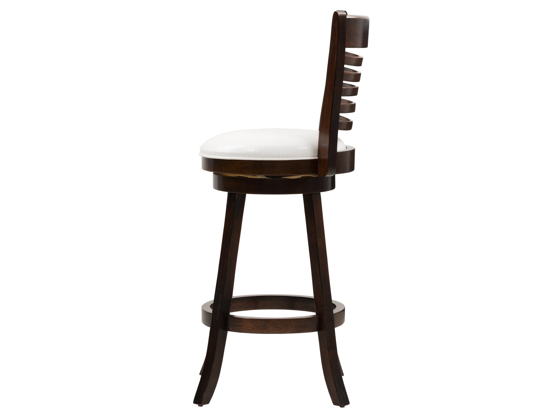 White bar height bar stools, set of 2, with cushioned seats and sleek metal legs, perfect for modern kitchens and bars.