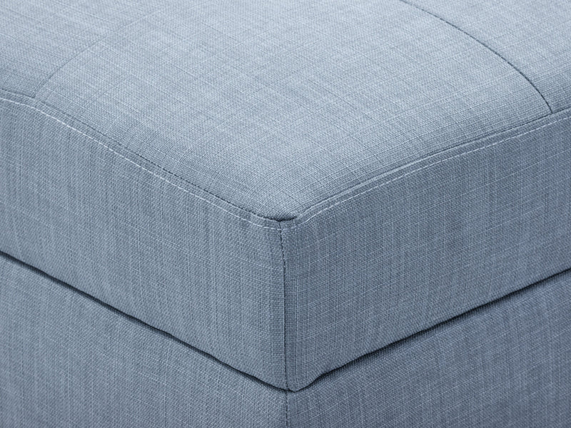 blue grey Tufted Storage Bench Antonio Collection detail image by CorLiving