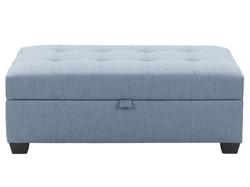 blue grey Tufted Storage Bench Antonio Collection product image by CorLiving