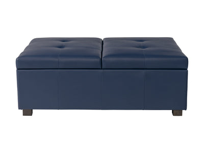 Blue leather storage ottoman outlet