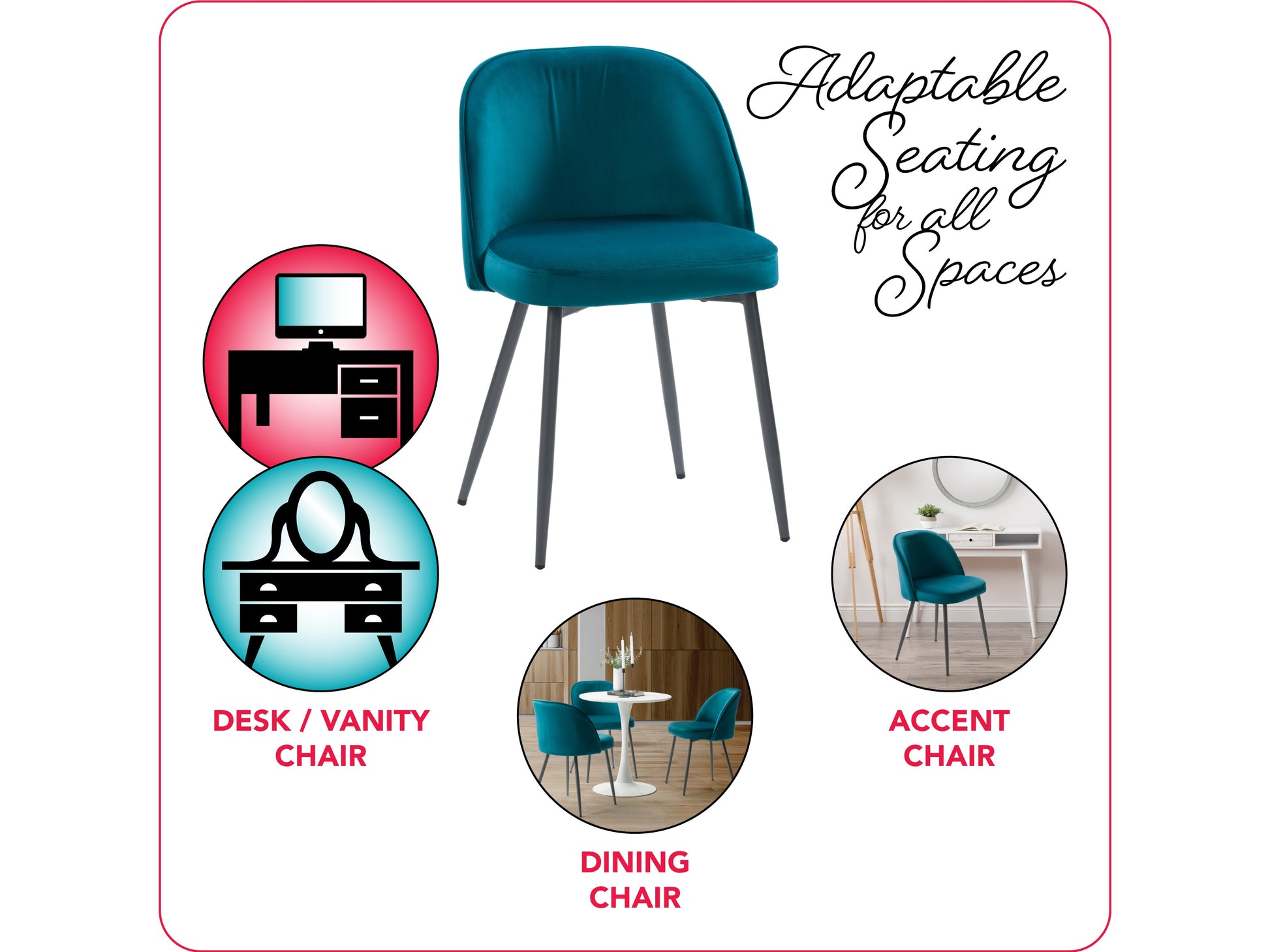 Teal velvet dining chair with gold metal legs, tufted backrest, and modern design.