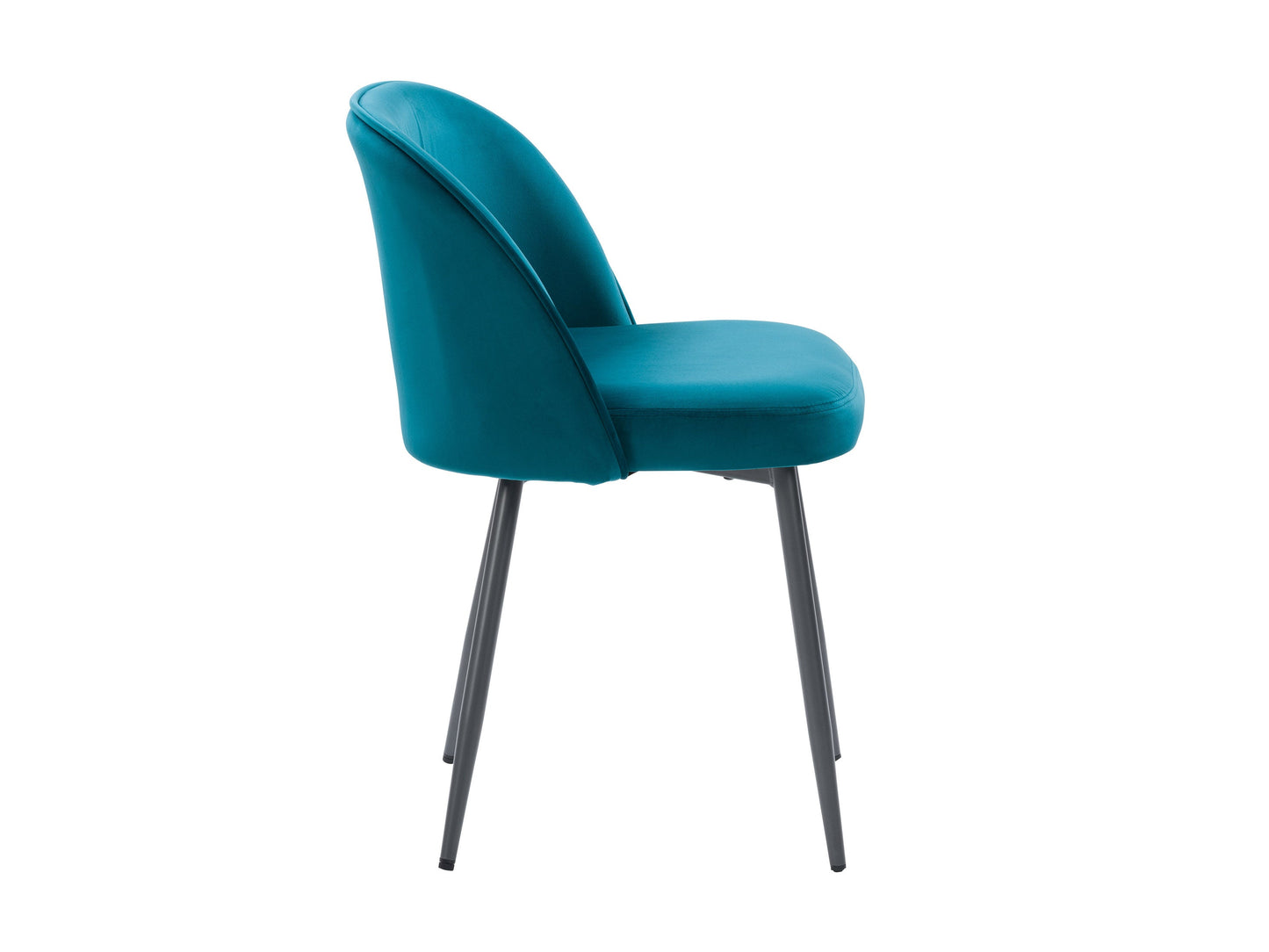 Teal velvet side chair with gold metal legs, tufted back, and contemporary design for dining rooms.