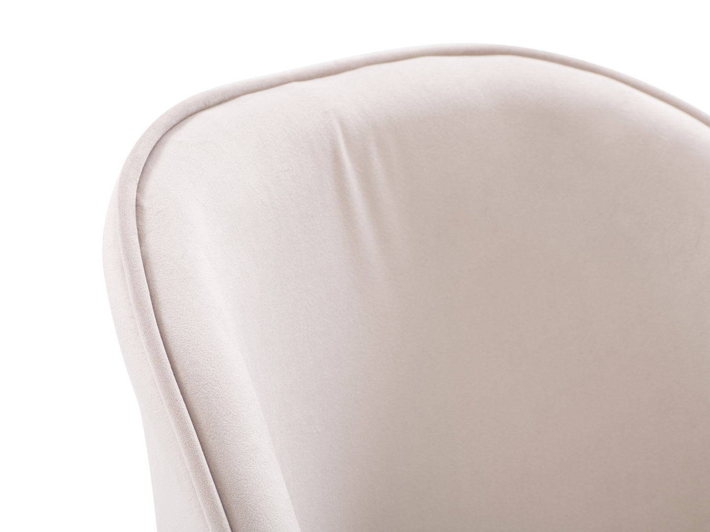 Beige velvet dining chair with tufted back, wooden legs, and contemporary design.