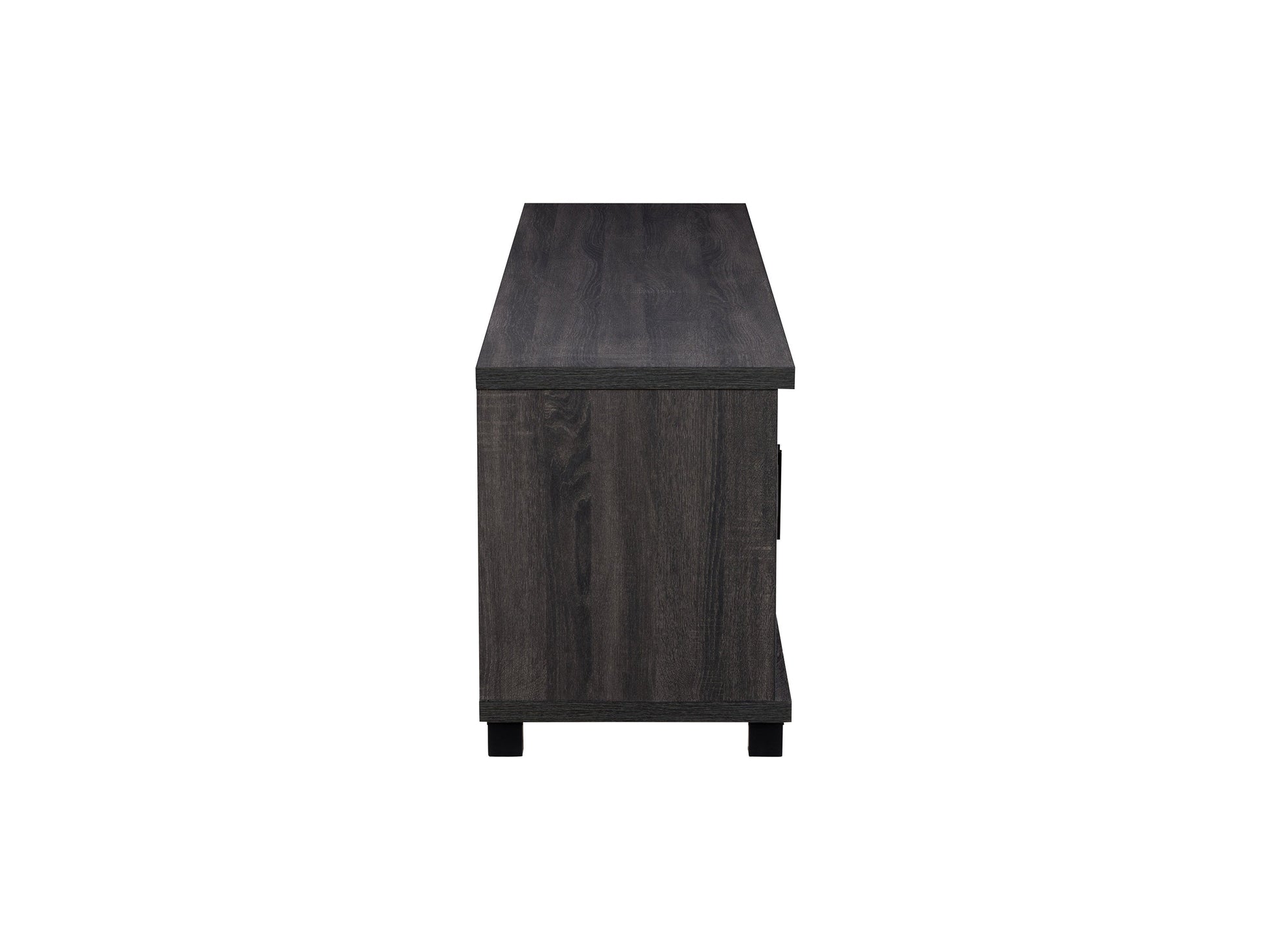 Dark grey TV stand for up to 95" TVs, featuring sleek design, ample storage, and durable materials.