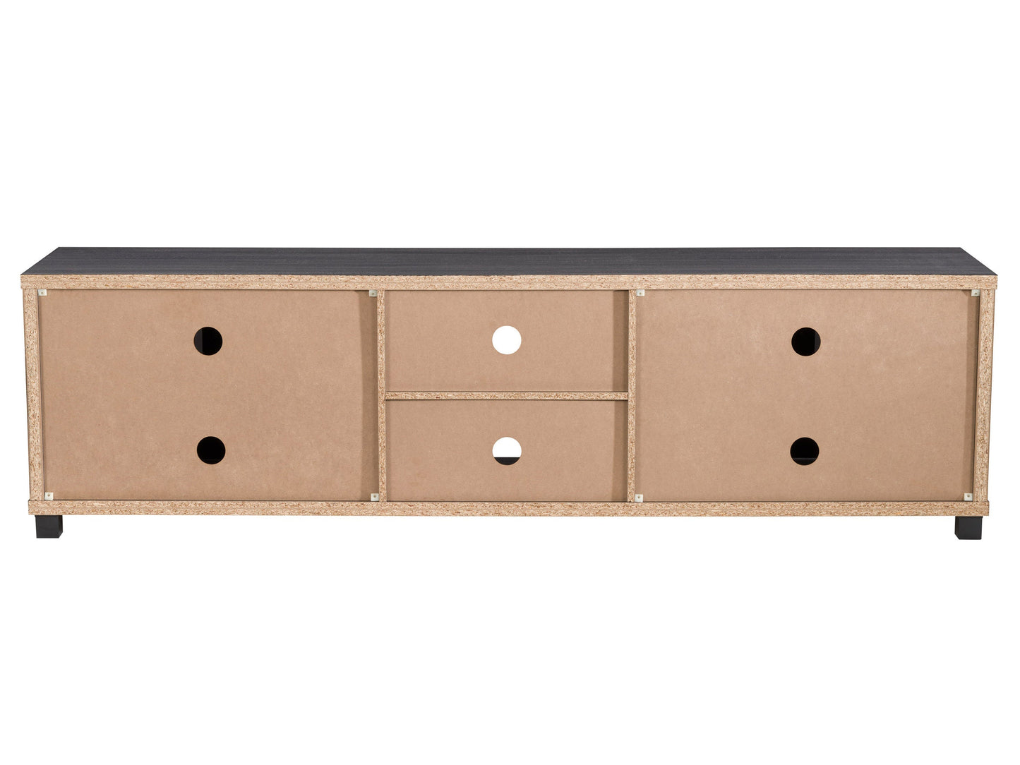 Dark grey TV stand for 95" TVs, featuring sleek design, ample storage, and durable wood construction.