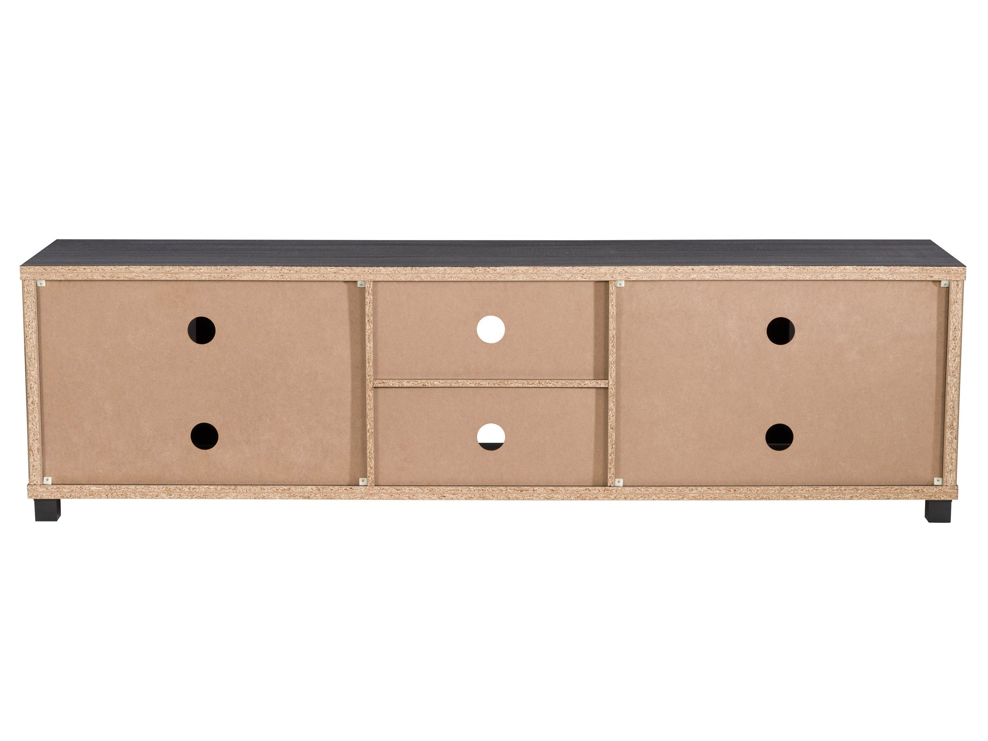 Dark grey TV stand for 95" TVs, featuring sleek design, ample storage, and durable wood construction.