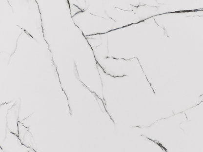 White marble narrow side table with sleek gold metal frame and minimalist design
