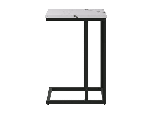 White marble narrow side table with gold metal frame, sleek and modern design, perfect for small spaces.
