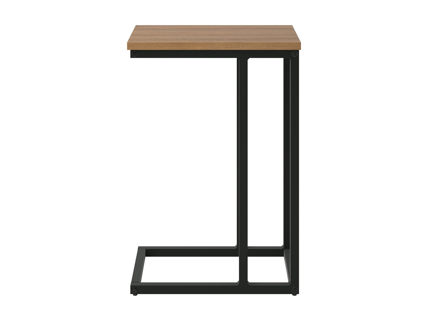 Brown wood narrow side table with sleek design and lower shelf for storage.