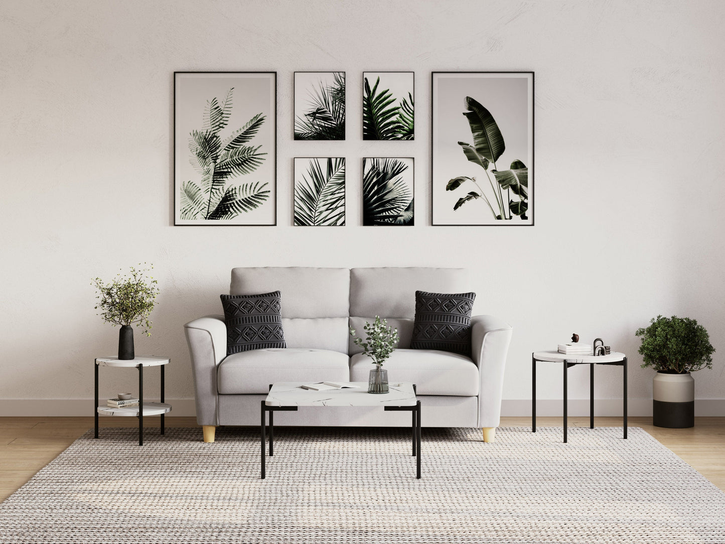 3 piece coffee table set with round glass tops, chrome metal frames, and a sleek modern design.