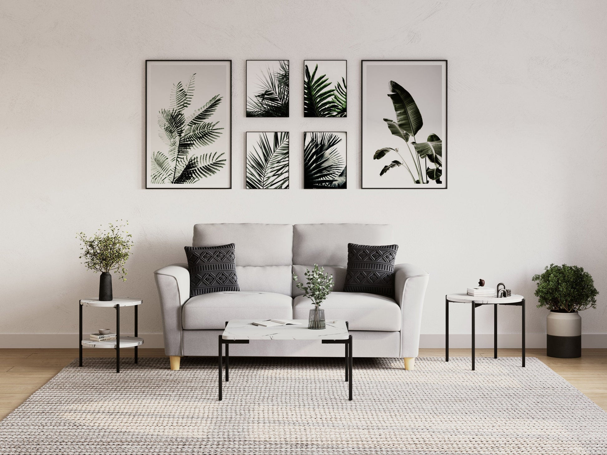 3 piece coffee table set with round glass tops, chrome metal frames, and a sleek modern design.